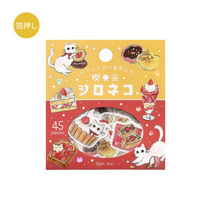 BGM - Flake Stickers - Welcome, Meow! - Shiro Neko Cafe (White Cat Cafe)