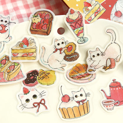 BGM - Flake Stickers - Welcome, Meow! - Shiro Neko Cafe (White Cat Cafe)