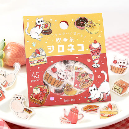 BGM - Flake Stickers - Welcome, Meow! - Shiro Neko Cafe (White Cat Cafe)