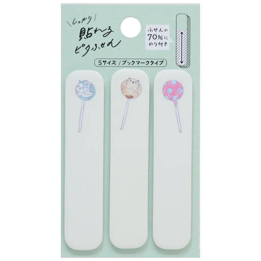 Small Bookmark-Style Sticky Notes - Tocorocomugi - Lollipop Kitty