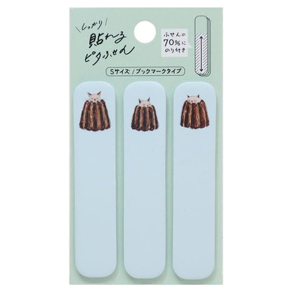 Small Bookmark-Style Sticky Notes - Tocorocomugi - Hide-and-Seek Canelé Kitty