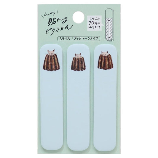 Small Bookmark-Style Sticky Notes - Tocorocomugi - Hide-and-Seek Canelé Kitty