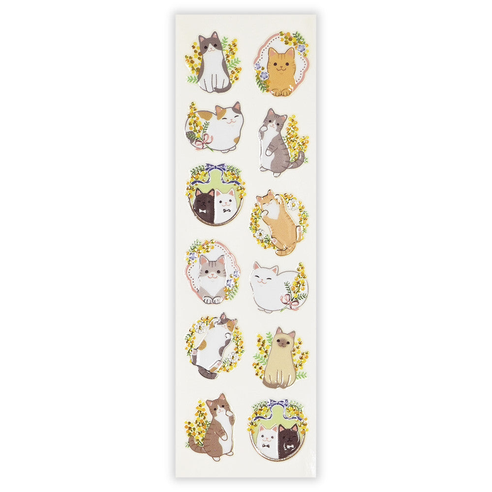 Bijou Seal Stickers - Cat and Mimosa