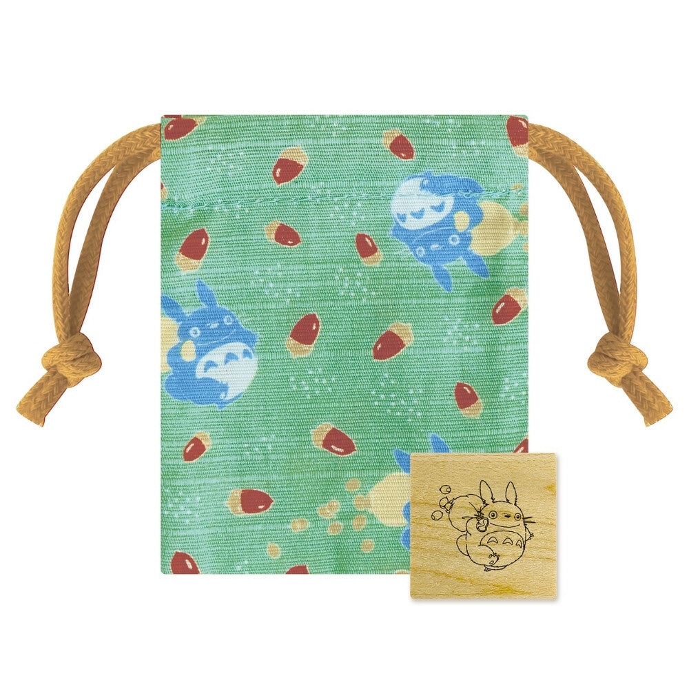 Beverly x Studio Ghibli - Drawstring Bag and Rubber Stamp - My Neighbor Totoro - Medium Totoro and Acorns