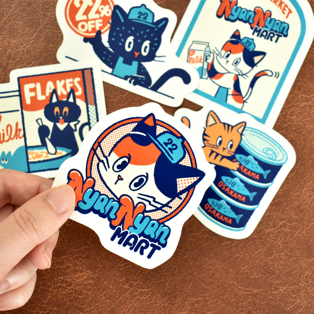 OB1TOY x Papier Platz - Supermarket Series NyanNyan Mart - Die-Cut Sticker - At Work