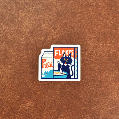 OB1TOY x Papier Platz - Supermarket Series NyanNyan Mart - Die-Cut Sticker - Milk & Flakes
