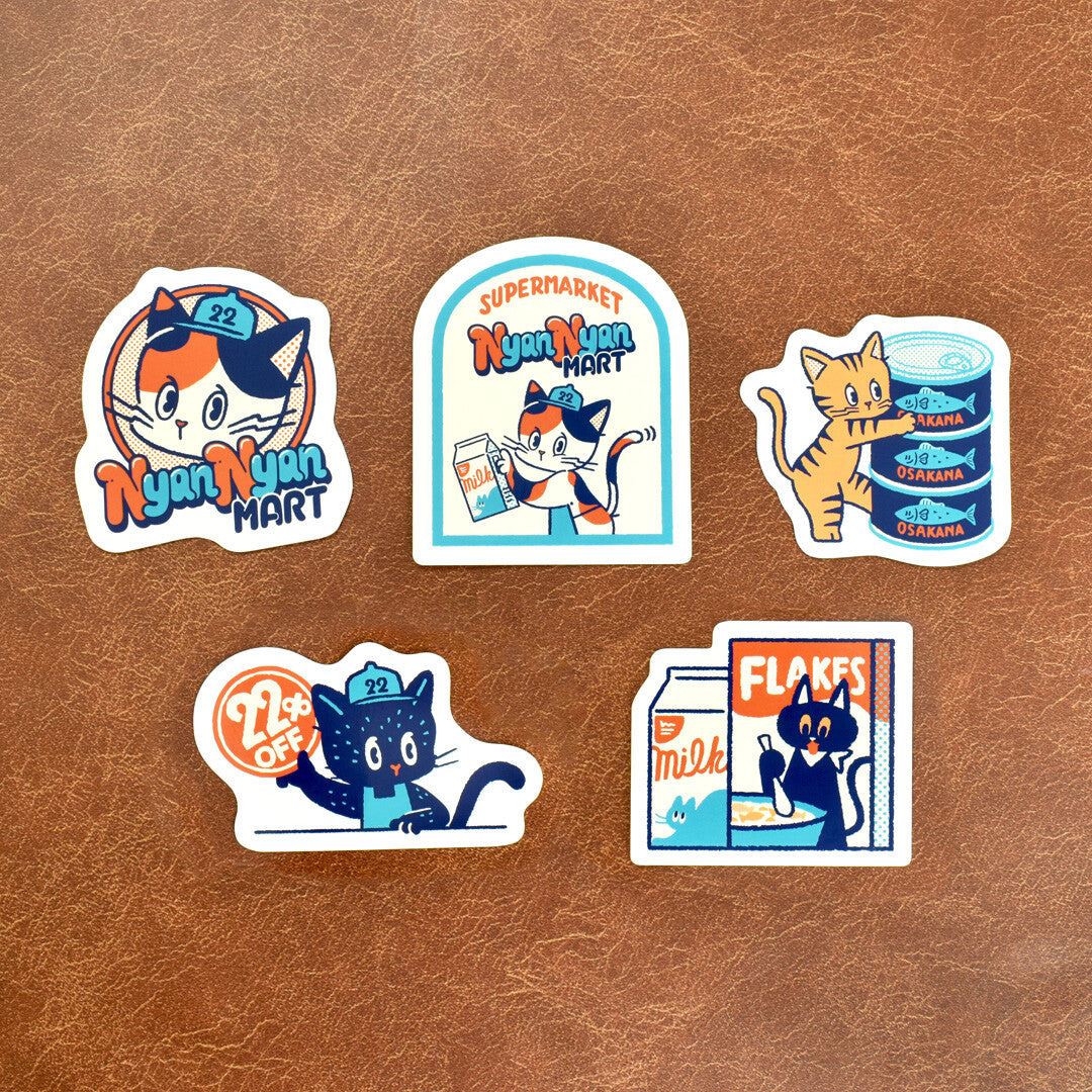 OB1TOY x Papier Platz - Supermarket Series NyanNyan Mart - Die-Cut Sticker - At Work