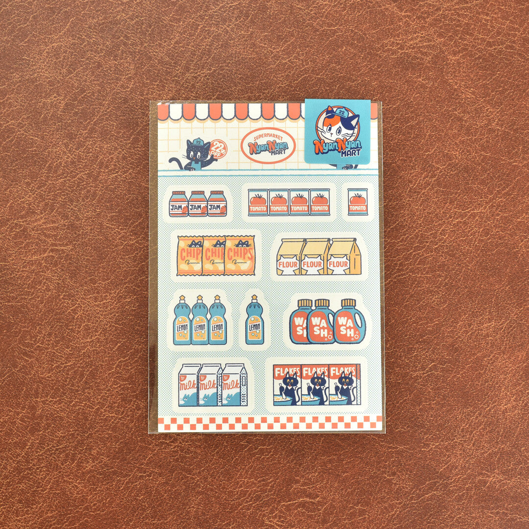 OB1TOY x Papier Platz - Supermarket Series NyanNyan Mart - Sticker Sheet - Items