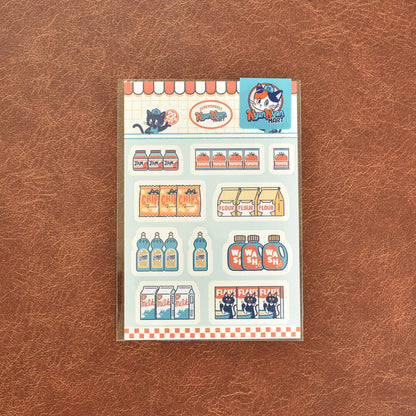 OB1TOY x Papier Platz - Supermarket Series NyanNyan Mart - Sticker Sheet - Items