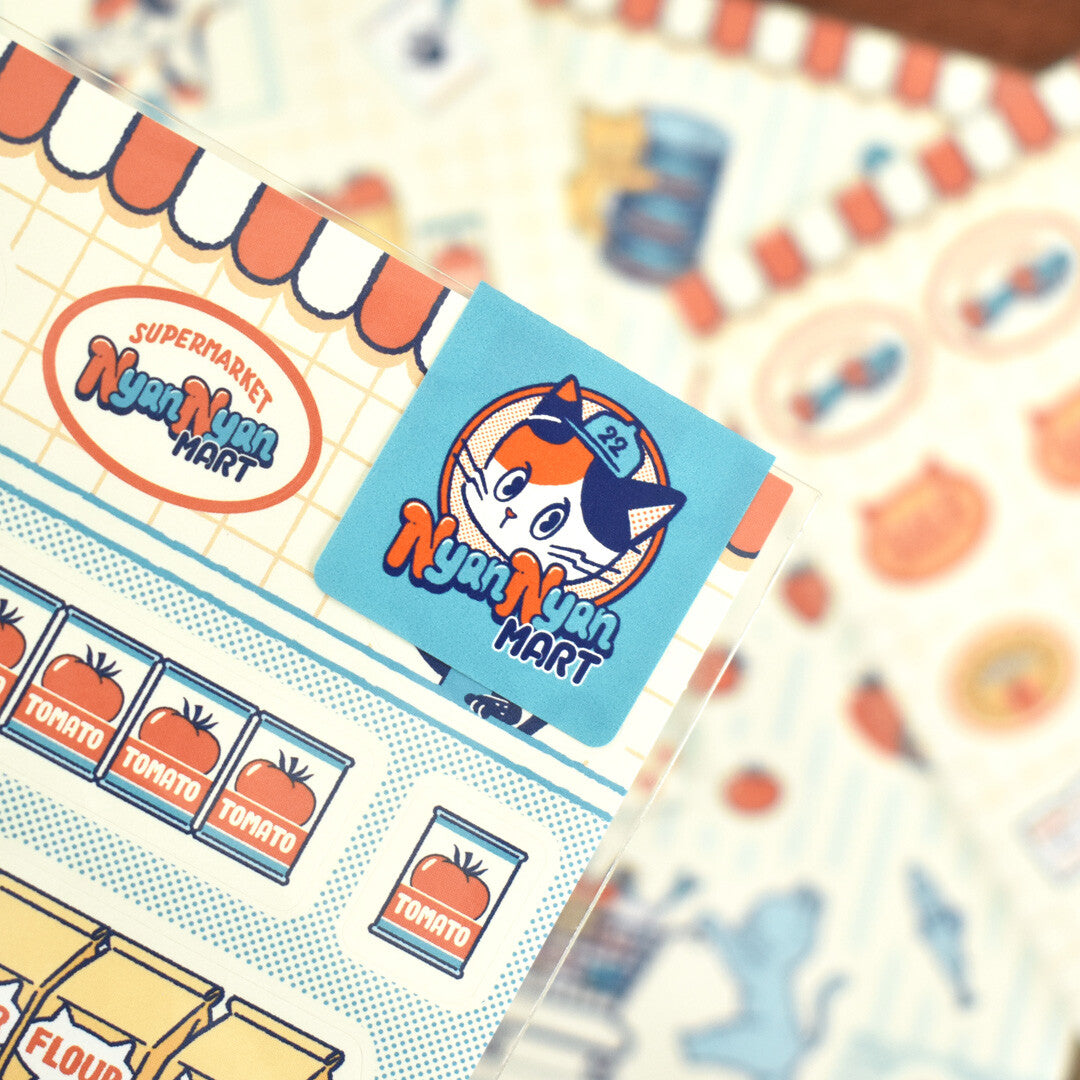 OB1TOY x Papier Platz - Supermarket Series NyanNyan Mart - Sticker Sheet - Customer