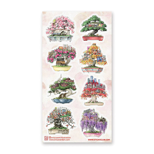 STICKII - Sticker sheet - Erica Ward Illustration - Bonsai Cities