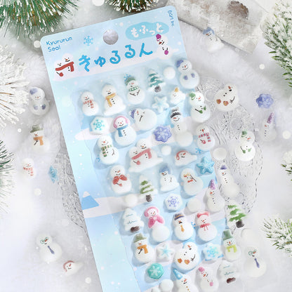 BGM - Christmas Limited Kyururun Stickers - Cute and Fluffy Snowmen