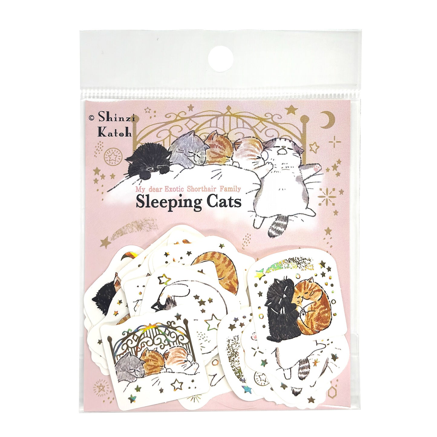 SEAL-DO Shinzi Katoh - Foil-Stamped Flake Stickers - Sleeping Cats