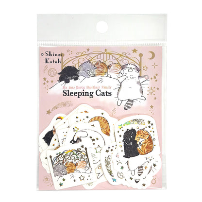 SEAL-DO Shinzi Katoh - Foil-Stamped Flake Stickers - Sleeping Cats