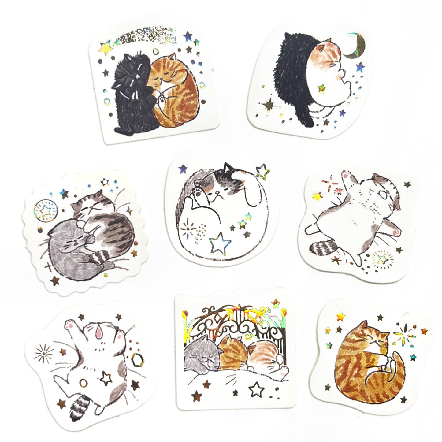 SEAL-DO Shinzi Katoh - Foil-Stamped Flake Stickers - Sleeping Cats