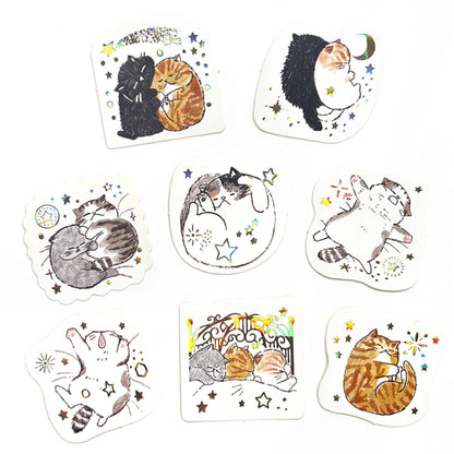 SEAL-DO Shinzi Katoh - Foil-Stamped Flake Stickers - Sleeping Cats