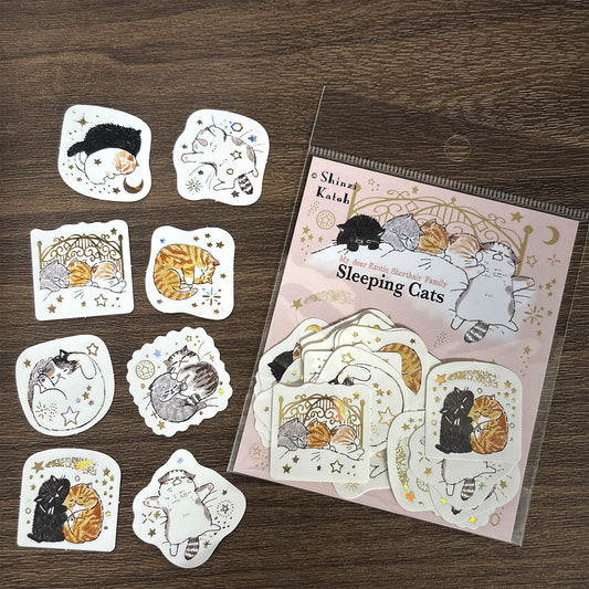 SEAL-DO Shinzi Katoh - Foil-Stamped Flake Stickers - Sleeping Cats