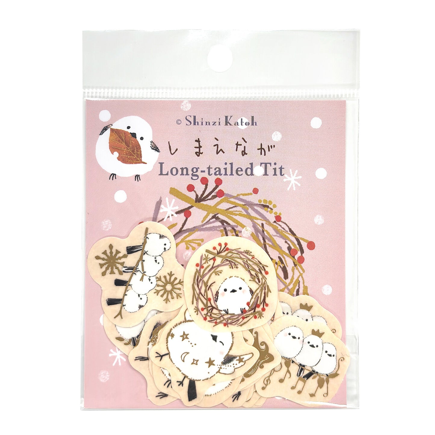 SEAL-DO Shinzi Katoh - Foil-Stamped Flake Stickers - Shima Enaga / Long-Tailed Tit