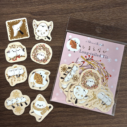 SEAL-DO Shinzi Katoh - Foil-Stamped Flake Stickers - Shima Enaga / Long-Tailed Tit