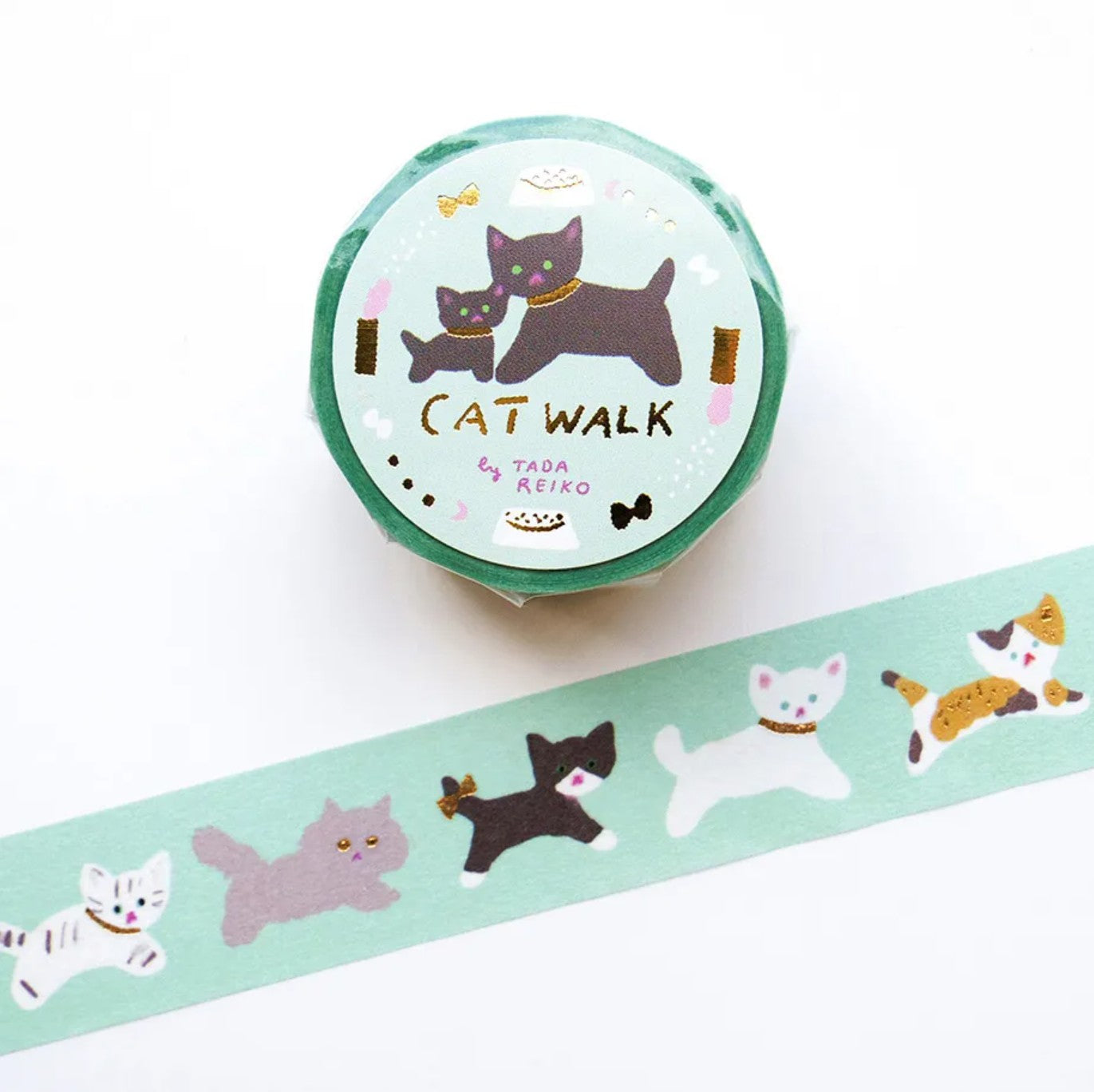 Cozyca - Foil-Stamped Washi Tape - Reiko Tada - Cat Walk