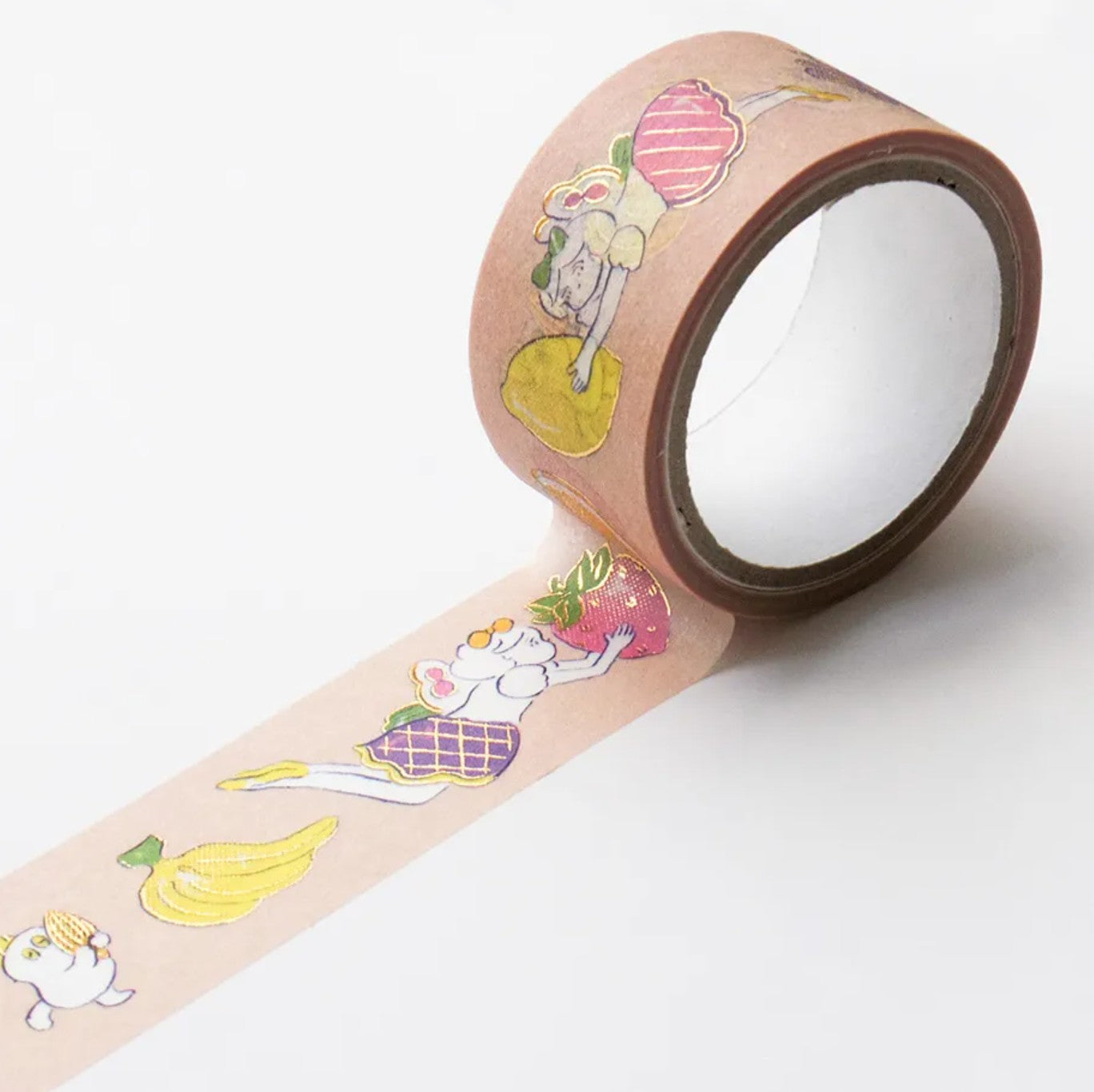 Cozyca - Foil-Stamped Washi Tape - Heisuke Kitazawa - Everyone Carrying Fruit