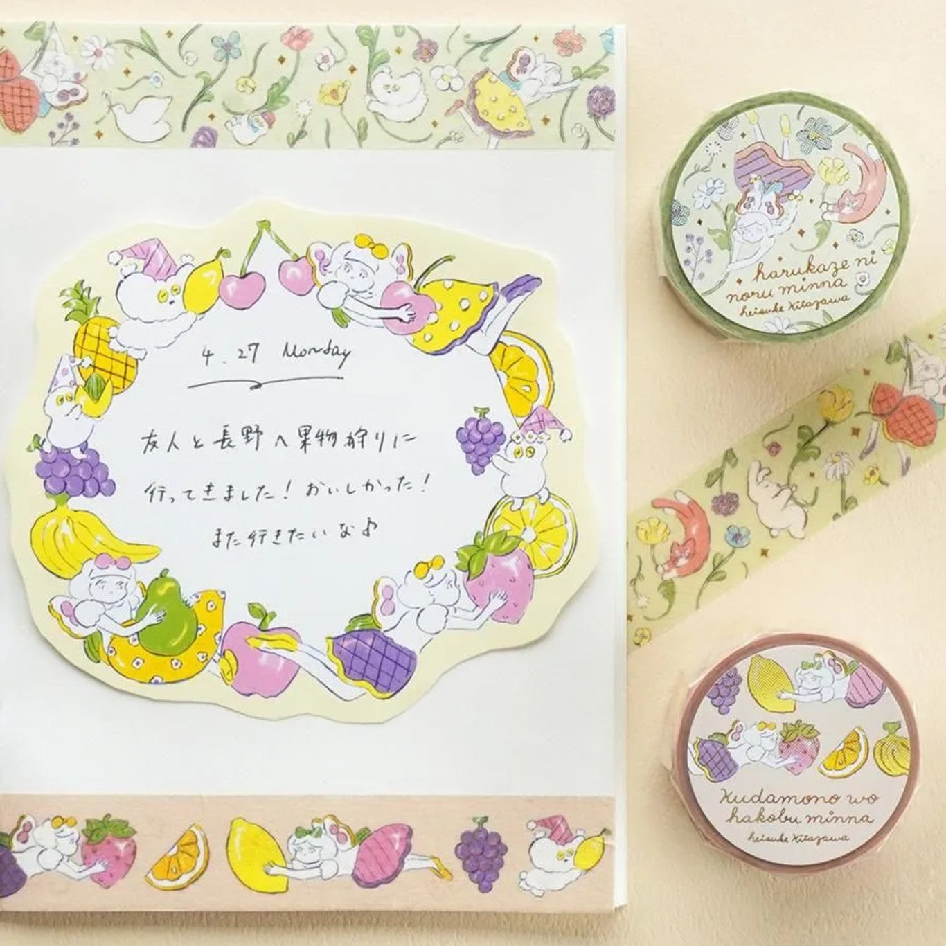 Cozyca - Foil-Stamped Washi Tape - Heisuke Kitazawa - Everyone Carrying Fruit