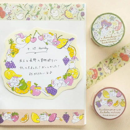 Cozyca - Foil-Stamped Washi Tape - Heisuke Kitazawa - Everyone Carrying Fruit