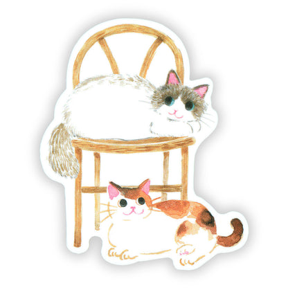 NB Co. Ltd. - Die-Cut Sticker - Nekorobi Cats - Relaxing in a Chair