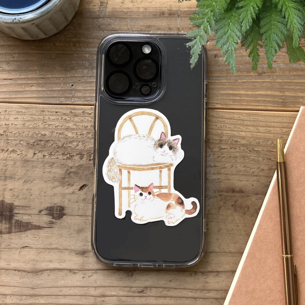 NB Co. Ltd. - Die-Cut Sticker - Nekorobi Cats - Relaxing in a Chair