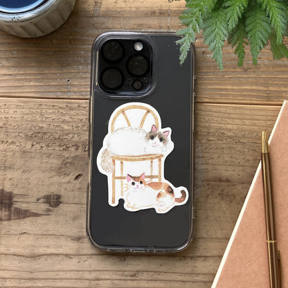 NB Co. Ltd. - Die-Cut Sticker - Nekorobi Cats - Relaxing in a Chair