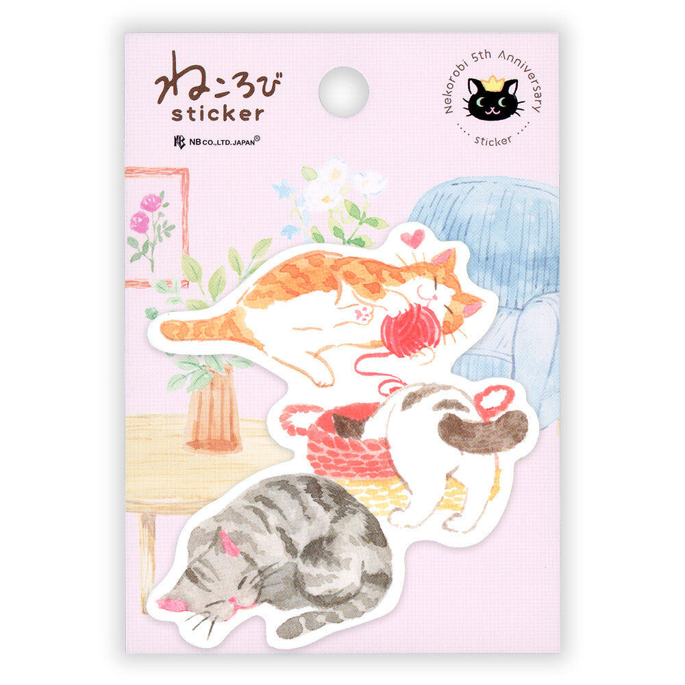 NB Co. Ltd. - Die-Cut Sticker - Nekorobi Cats - Rolling Around
