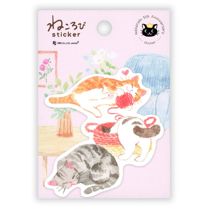 NB Co. Ltd. - Die-Cut Sticker - Nekorobi Cats - Rolling Around