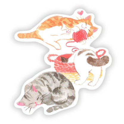 NB Co. Ltd. - Die-Cut Sticker - Nekorobi Cats - Rolling Around
