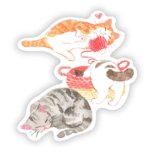 NB Co. Ltd. - Die-Cut Sticker - Nekorobi Cats - Rolling Around