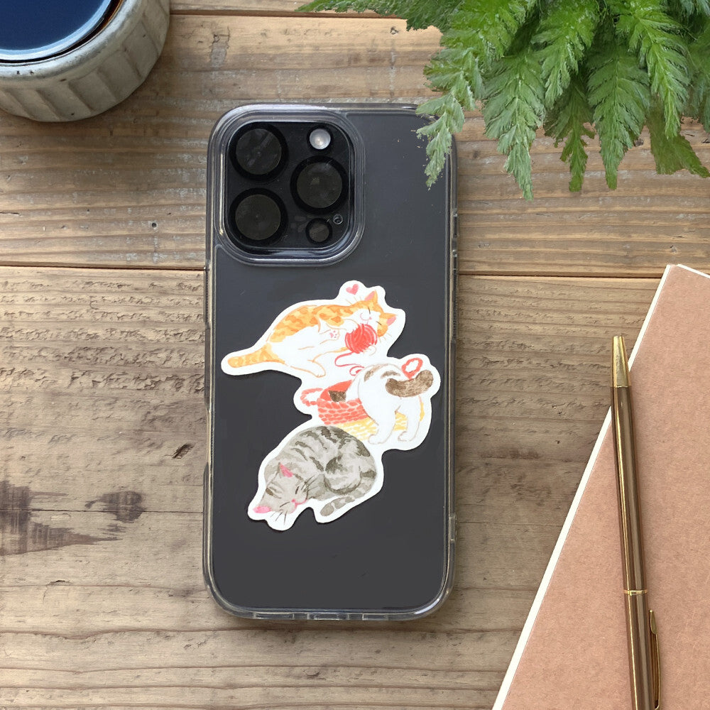 NB Co. Ltd. - Die-Cut Sticker - Nekorobi Cats - Rolling Around