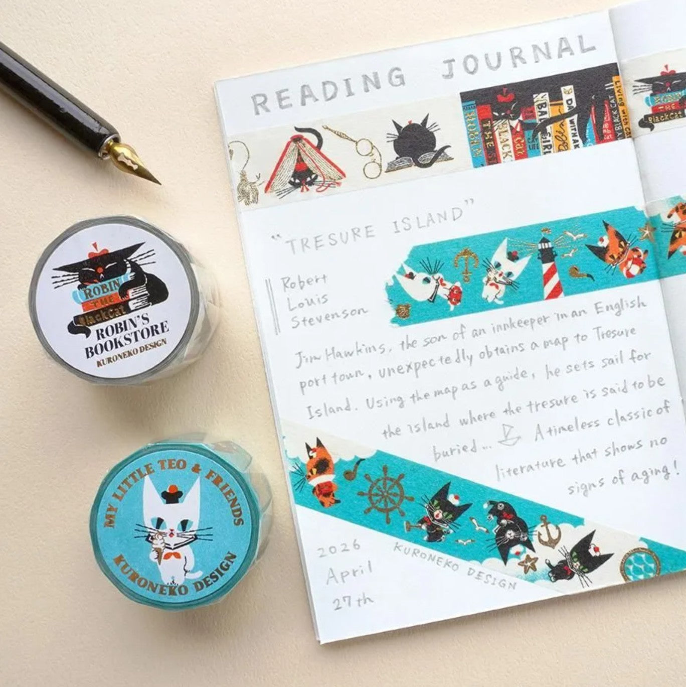 Cozyca - Foil-Stamped Washi Tape - Kuroneko Design - My Little Teo & Friends