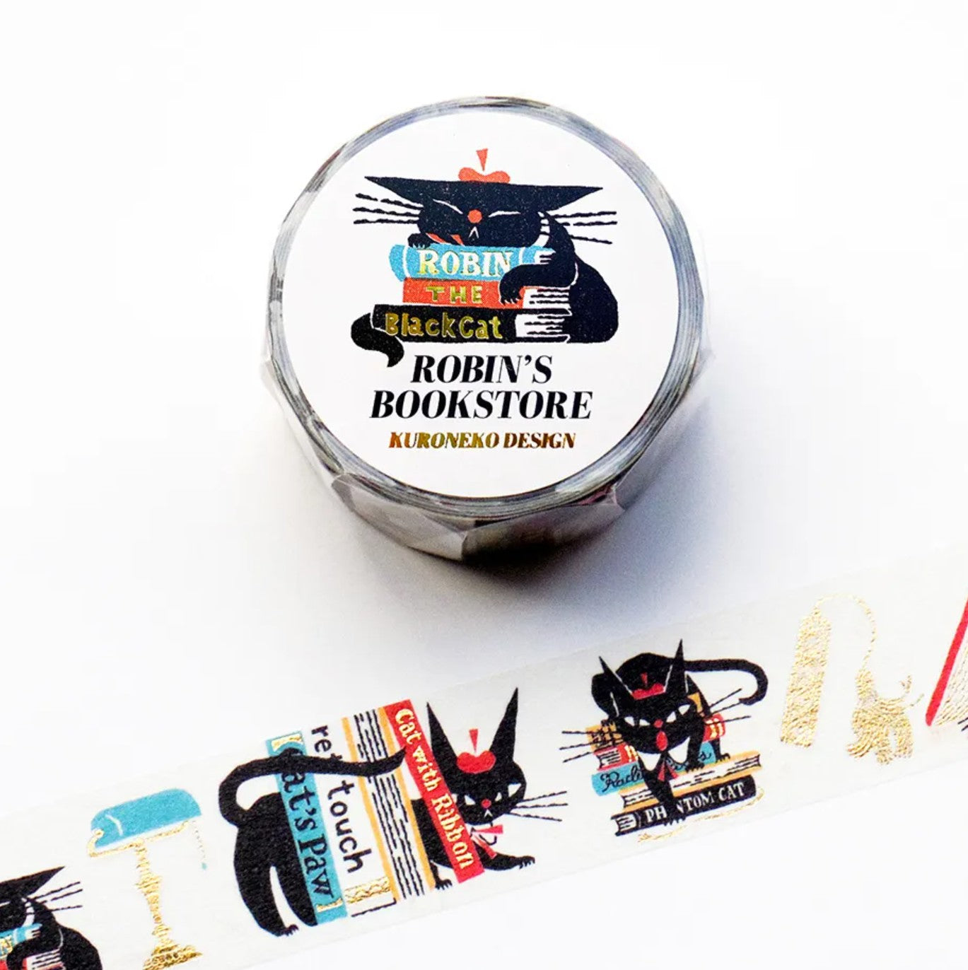 Cozyca - Foil-Stamped Washi Tape - Kuroneko Design - Robin's Bookstore