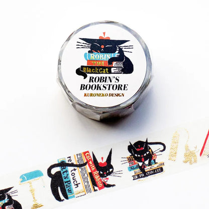 Cozyca - Foil-Stamped Washi Tape - Kuroneko Design - Robin's Bookstore