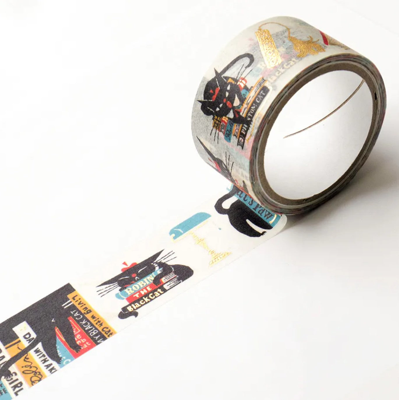 Cozyca - Foil-Stamped Washi Tape - Kuroneko Design - Robin's Bookstore