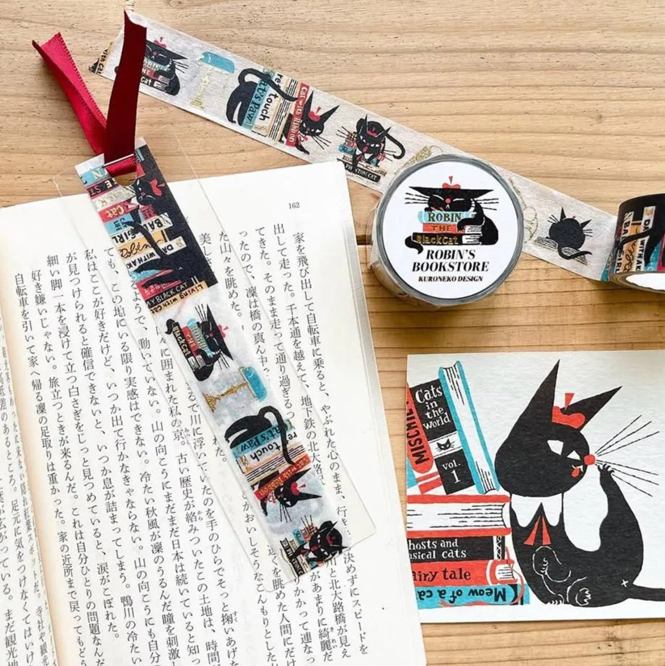 Cozyca - Foil-Stamped Washi Tape - Kuroneko Design - Robin's Bookstore