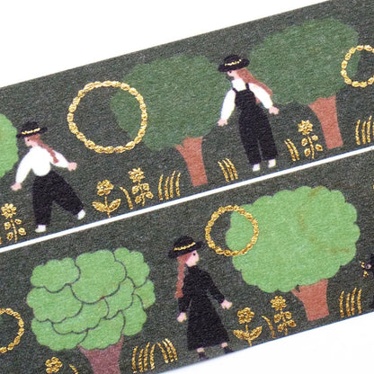 Cozyca - Foil-Stamped Washi Tape - Necktie - Green