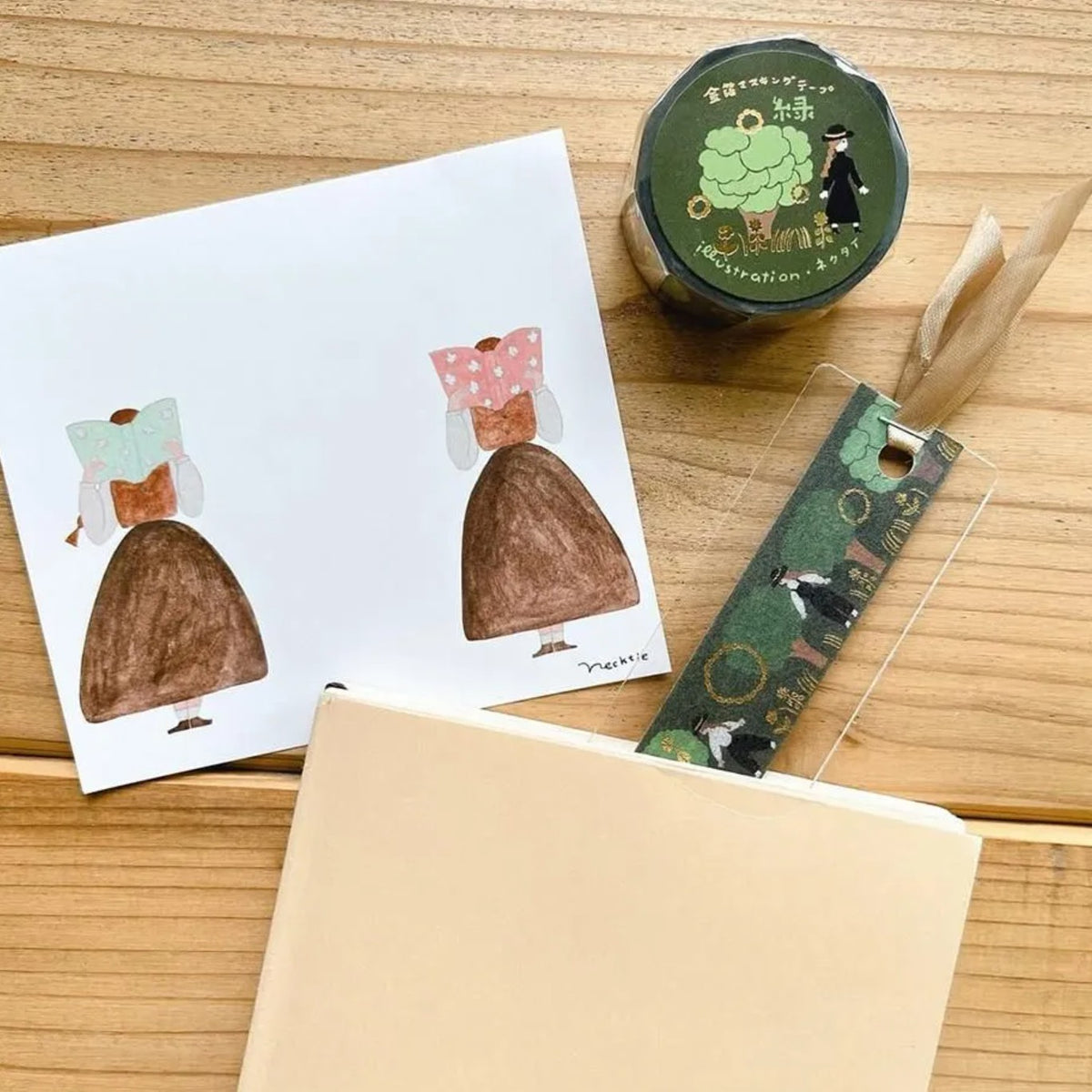 Cozyca - Foil-Stamped Washi Tape - Necktie - Green