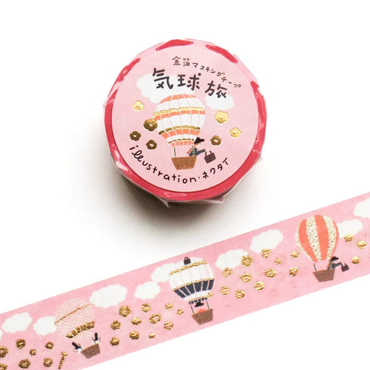 Cozyca - Foil-Stamped Washi Tape - Necktie - Balloon Trip