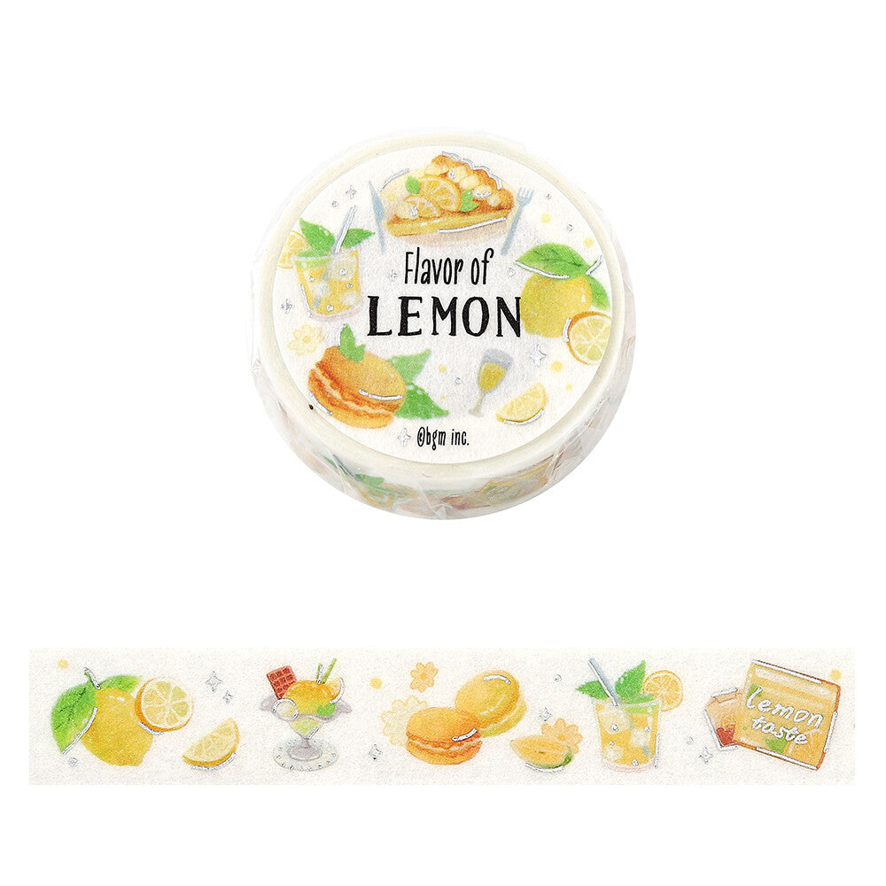 Washi tape with lemon-themed design on a white background