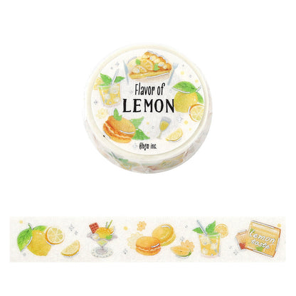 Washi tape with lemon-themed design on a white background