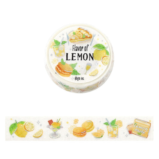Washi tape with lemon-themed design on a white background