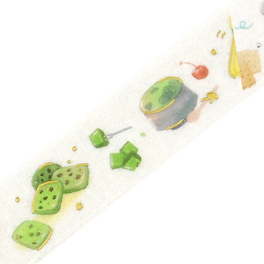 BGM - 15mm Foil-Stamped Washi Tape - Tokimeki "Heart-Pounding" Flavor - Matcha