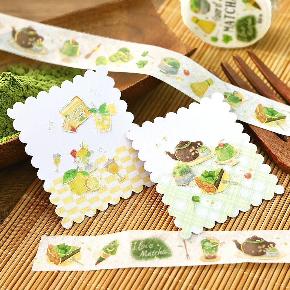 BGM - 15mm Foil-Stamped Washi Tape - Tokimeki "Heart-Pounding" Flavor - Matcha