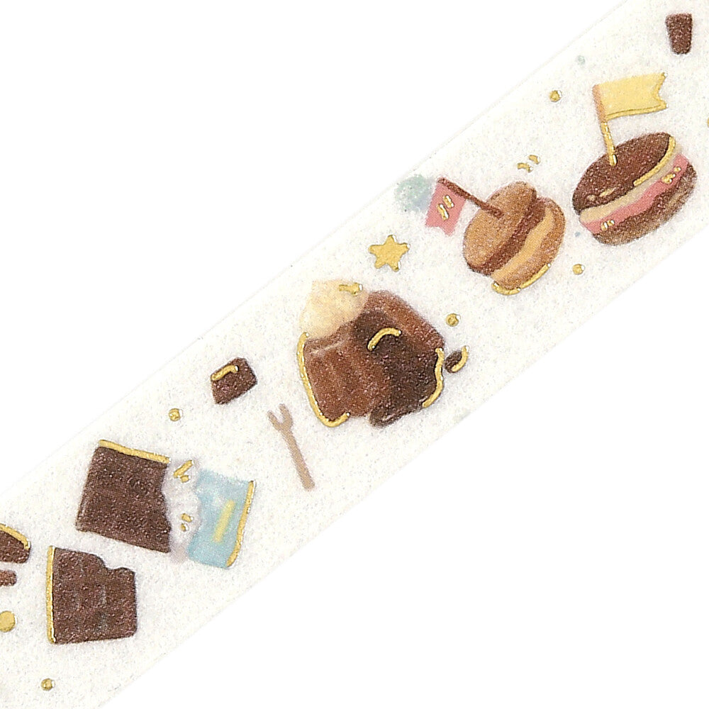 BGM - 15mm Foil-Stamped Washi Tape - Tokimeki "Heart-Pounding" Flavor - Chocolate