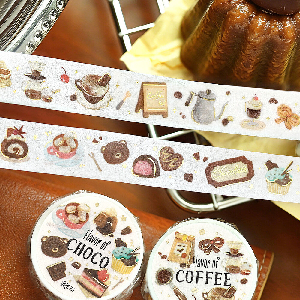BGM - 15mm Foil-Stamped Washi Tape - Tokimeki "Heart-Pounding" Flavor - Coffee